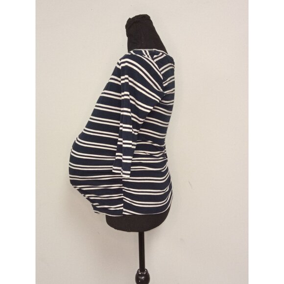 Mom's the Word Blue White Striped Maternity Top Size Small - Picture 3 of 8
